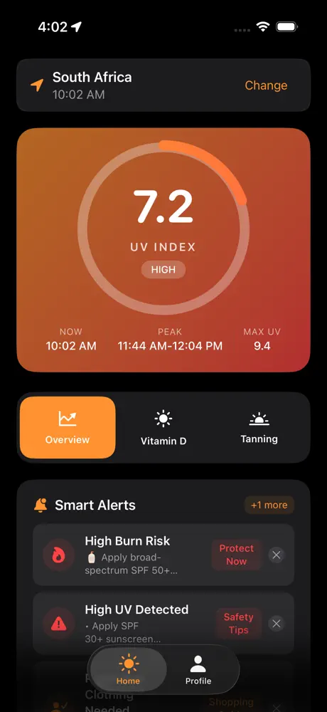 UVSiesta Welcome Screen